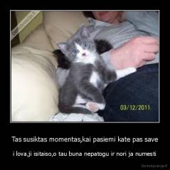 Tas susiktas momentas,kai pasiemi kate pas save - i lova,ji isitaiso,o tau buna nepatogu ir nori ja numesti