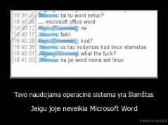 Tavo naudojama operacinė sistema yra šlamštas - Jeigu joje neveikia Microsoft Word