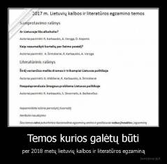 Temos kurios galėtų būti - per 2018 metų lietuvių kalbos ir literatūros egzaminą