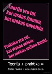 Teorija + praktika = - Niekas neveikia ir niekas nežino, kodėl.