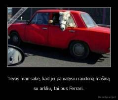Tėvas man sakė, kad jei pamatysiu raudoną mašiną - su arkliu, tai bus Ferrari.