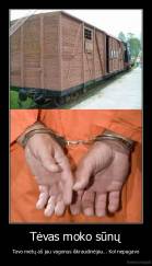 Tėvas moko sūnų - Tavo metų aš jau vagonus iškraudinėjau... Kol nepagavo