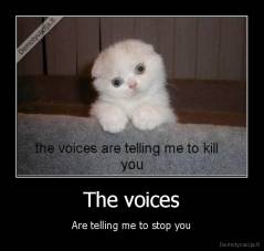 The voices - Are telling me to stop you