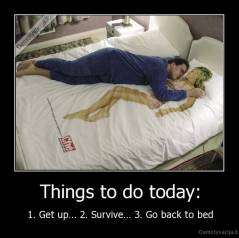 Things to do today: - 1. Get up... 2. Survive... 3. Go back to bed