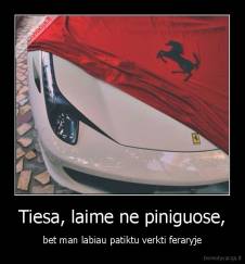 Tiesa, laime ne piniguose, - bet man labiau patiktu verkti feraryje