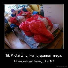 Tik Pilotai žino, kur jų sparnai miega. - Aš miegosiu ant žemės, o kur Tu?