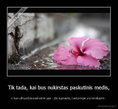 Tik tada, kai bus nukirstas paskutinis medis, - ir bus užnuodyta paskutinė upė - jūs suprasite, kad pinigai yra nevalgomi..