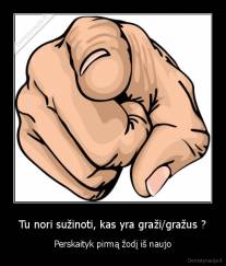 Tu nori sužinoti, kas yra graži/gražus ? - Perskaityk pirmą žodį iš naujo