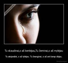 Tu skaudinai,o aš kentėjau,Tu žeminai,o aš mylėjau - Tu atsiprašei, o aš tylėjau. Tu branginai, o aš ant tavęs dėjau.