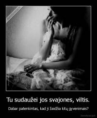 Tu sudaužei jos svajones, viltis. - Dabar patenkintas, kad ji žaidžia kitų gyvenimais?