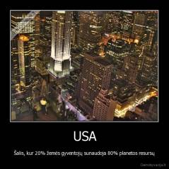 USA - Šalis, kur 20% žemės gyventojų sunaudoja 80% planetos resursų