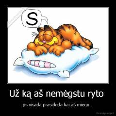 Už ką aš nemėgstu ryto  - jis visada prasideda kai aš miegu. 