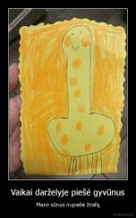 Vaikai darželyje piešė gyvūnus - Mano sūnus nupiešė žirafą