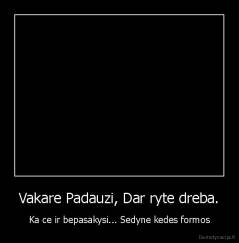 Vakare Padauzi, Dar ryte dreba. - Ka ce ir bepasakysi... Sedyne kedes formos