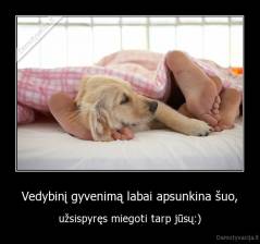 Vedybinį gyvenimą labai apsunkina šuo, - užsispyręs miegoti tarp jūsų:)