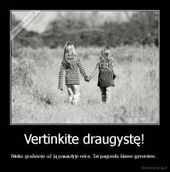 Vertinkite draugystę! - Nieko gražesnio už ją pasaulyje nėra. Tai paguoda šiame gyvenime. 