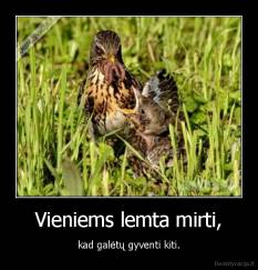 Vieniems lemta mirti, - kad galėtų gyventi kiti.