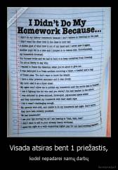 Visada atsiras bent 1 priežastis, - kodėl nepadarei namų darbų