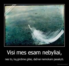 Visi mes esam nebyliai, - nes to, ką girdime giliai, dažnai nemokam pasakyti.
