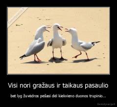 Visi nori gražaus ir taikaus pasaulio - bet lyg žuvėdros pešasi dėl kiekvieno duonos trupinio...