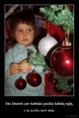 Visi žmonės per kalėdas puošia kalėdų eglę, - o as puošiu savo sesę.