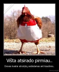 Višta atsirado pirmiau.. - Dievas kvailai atrodytų sėdėdamas ant kiaušinio..