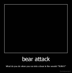 bear attack - What do you do when you run into a bear in the woods? "RUN!!!"