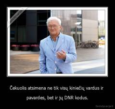 Čekuolis atsimena ne tik visų kiniečių vardus ir  - pavardes, bet ir jų DNR kodus.