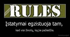 Įstatymai egzistuoja tam, - kad visi žinotų, ką jie pažeidžia.