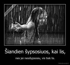 Šiandien šypsosiuos, kai lis, - nes jei nesišypsosiu, vis tiek lis.