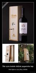 Šito vyno butelio dėžutė pagaminta taip - Kad išgėrus vyną liktų inkilėlis