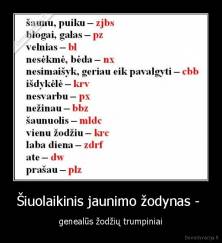Šiuolaikinis jaunimo žodynas -  - genealūs žodžių trumpiniai
