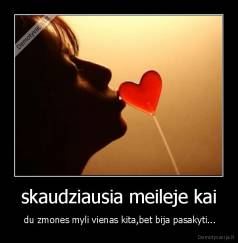 skaudziausia meileje kai -  du zmones myli vienas kita,bet bija pasakyti...