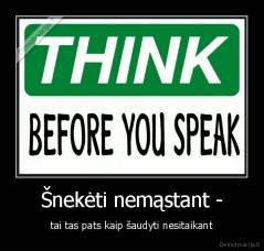 Šnekėti nemąstant - - tai tas pats kaip šaudyti nesitaikant