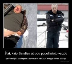 Štai, kaip šiandien atrodo populiariojo vaizdo - įrašo veikėjas! Tai Sergėjus Kuznecovas ir nuo 2014 metų jis numetė 100 kg!