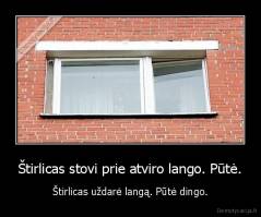 Štirlicas stovi prie atviro lango. Pūtė. - Štirlicas uždarė langą. Pūtė dingo.