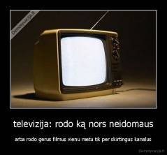 televizija: rodo ką nors neidomaus - arba rodo gerus filmus vienu metu tik per skirtingus kanalus