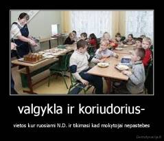 valgykla ir koriudorius- - vietos kur ruosiami N.D. ir tikimasi kad mokytojai nepastebes