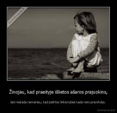 Žinojau, kad praeityje išlietos ašaros prajuokins, - bet niekada nemaniau, kad patirtos linksmybės kada nors pravirkdys.