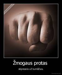 Žmogaus protas  - stipresnis už kumščius.