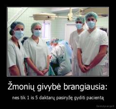 Žmonių givybė brangiausia: - nes tik 1 is 5 daktarų pasiryžę gyditi pacientą